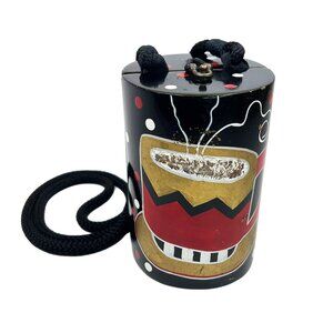 Vintage Timmy Woods Beverly Hills Wood Crossbody Purse, Coffee Cup, Handmade